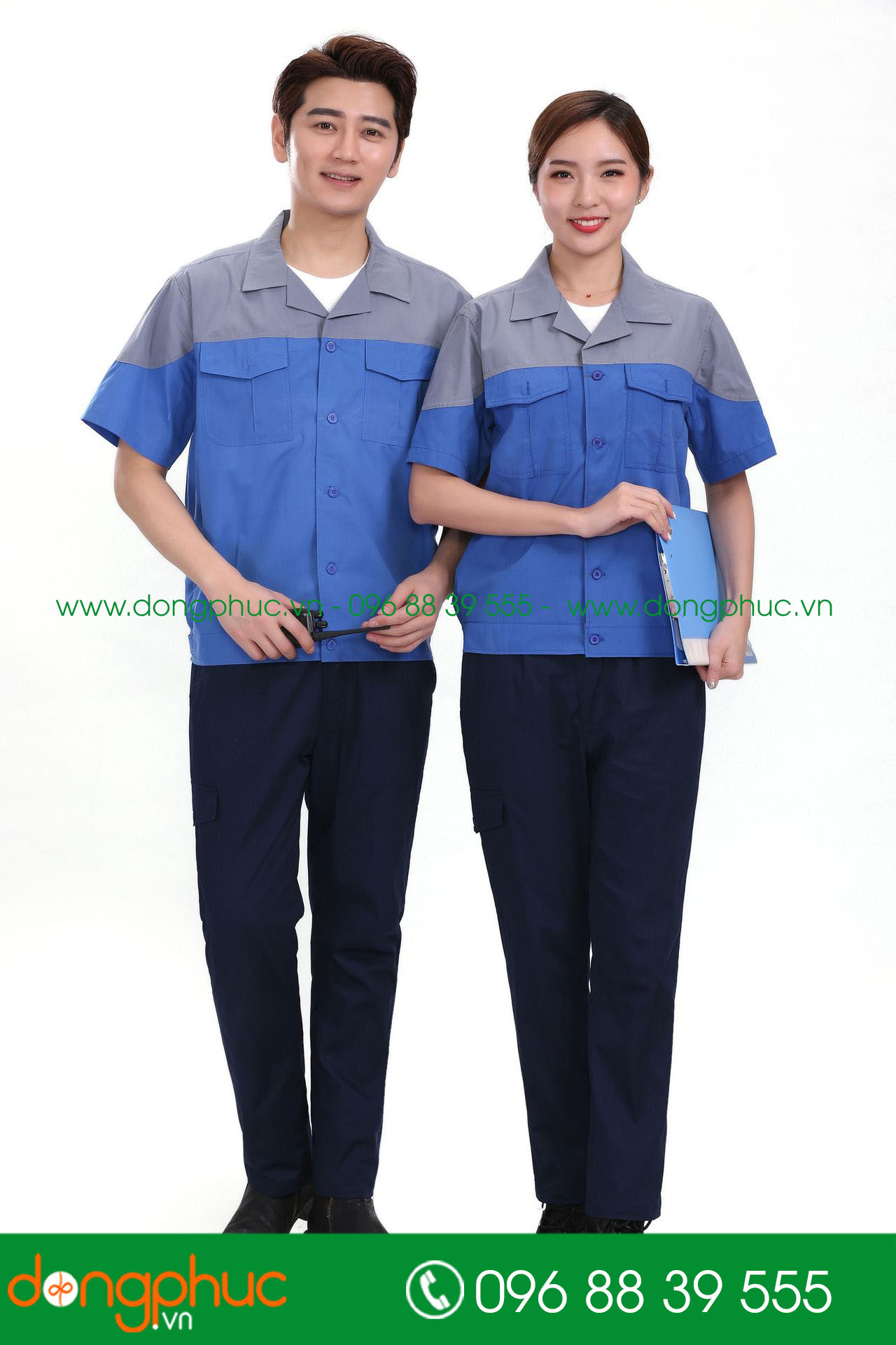 Mẫu bảo hộ màu xanh bích phối ghi đậm